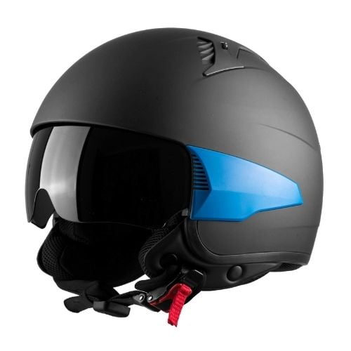Westt Rover Open Face Retro Style Matte Black - best motorcycle helmet uk