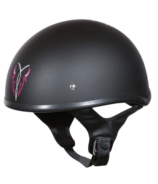 Street & Steel Rebel Open Road Matte Black/Pink Half Helmet