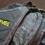 Close-up of a hydration backpack and its padded harness