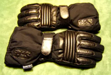 Pair of black insulated motorcycle gloves