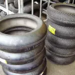 Stacks of motorcycle racing tyres